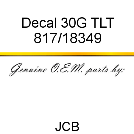 Decal, 30G TLT 817/18349
