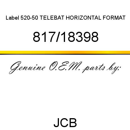 Label, 520-50 TELEBAT, HORIZONTAL FORMAT 817/18398