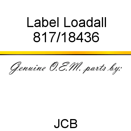 Label, Loadall 817/18436