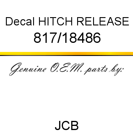 Decal, HITCH RELEASE 817/18486