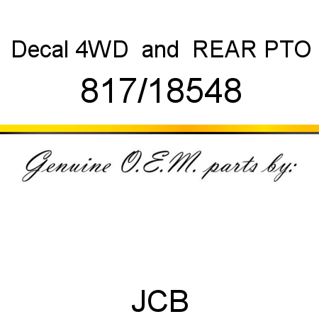 Decal, 4WD & REAR PTO 817/18548