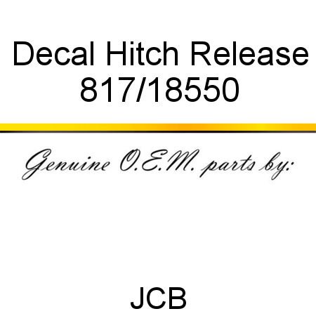 Decal, Hitch Release 817/18550
