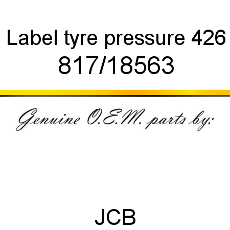 Label, tyre pressure, 426 817/18563