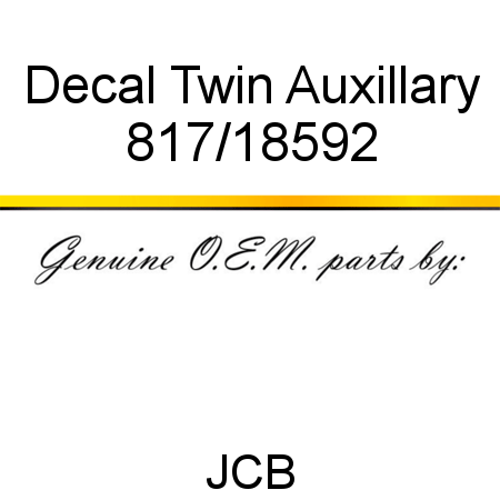Decal, Twin Auxillary 817/18592
