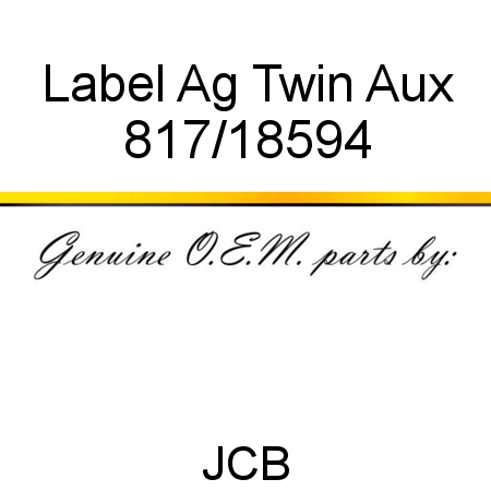 Label, Ag Twin Aux 817/18594