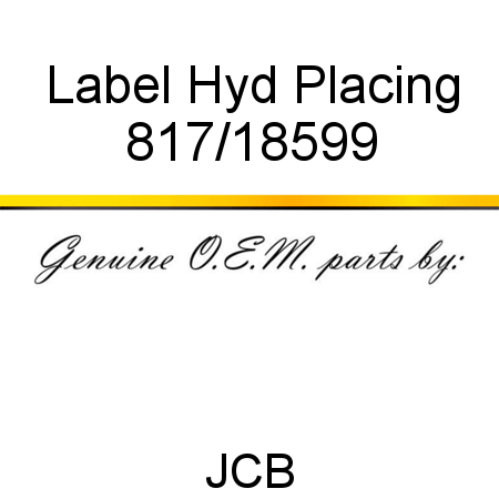Label, Hyd Placing 817/18599
