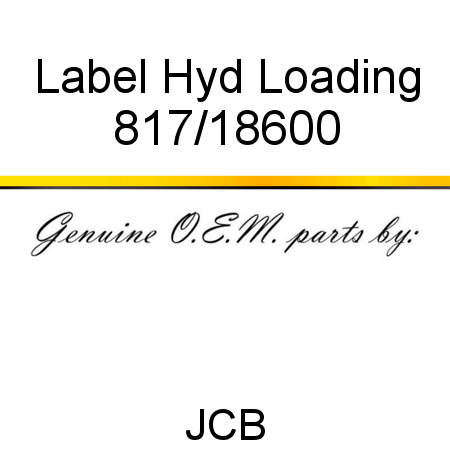 Label, Hyd Loading 817/18600