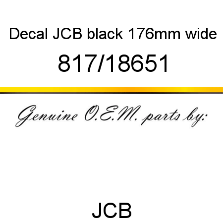Decal, JCB, black, 176mm wide 817/18651
