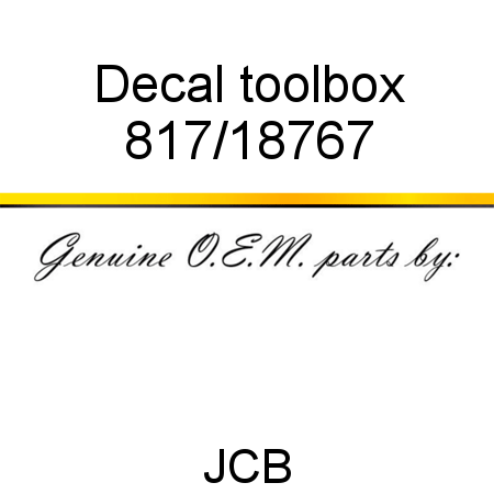 Decal, toolbox 817/18767