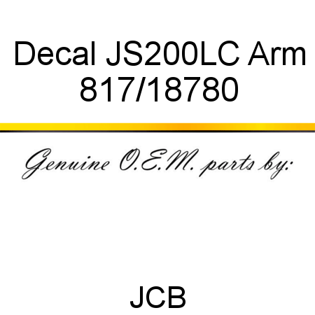 Decal, JS200LC, Arm 817/18780