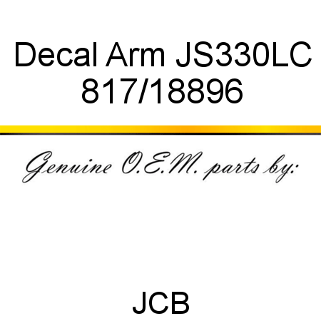 Decal, Arm, JS330LC 817/18896