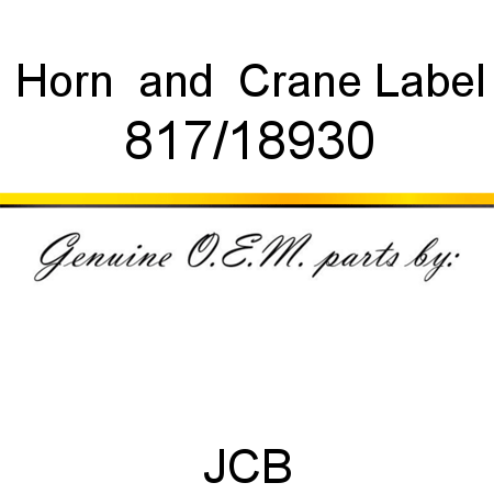 Horn & Crane Label 817/18930