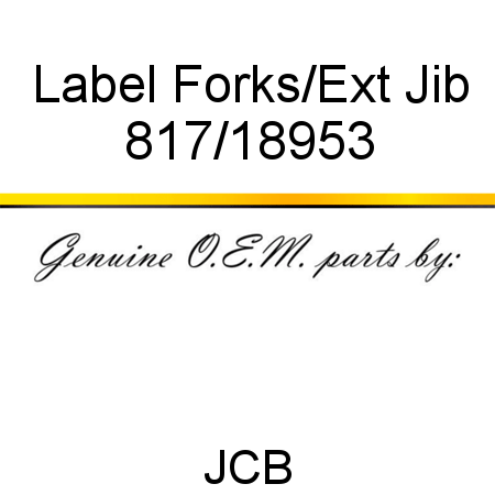 Label, Forks/Ext Jib 817/18953