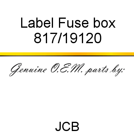 Label, Fuse box 817/19120