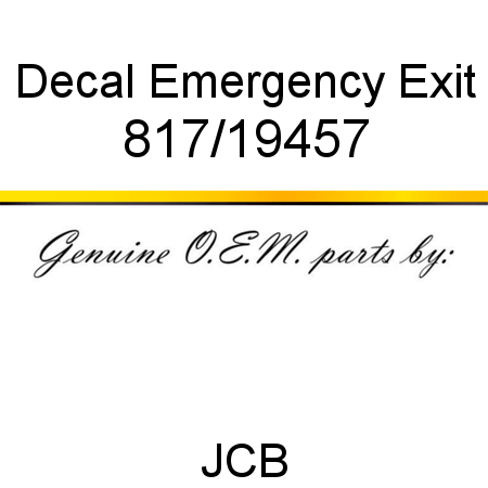 Decal, Emergency Exit 817/19457