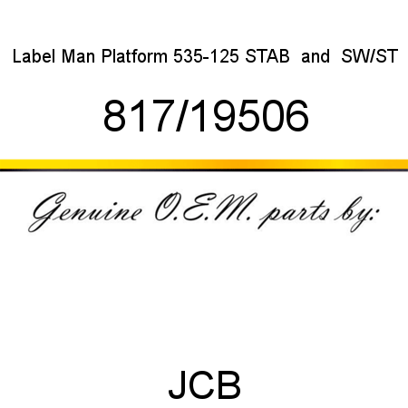 Label, Man Platform, 535-125 STAB & SW/ST 817/19506