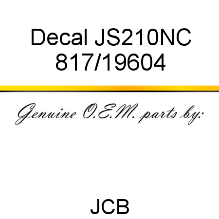 Decal, JS210NC 817/19604