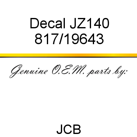 Decal, JZ140 817/19643