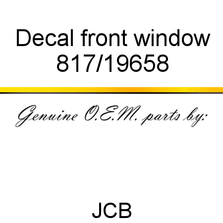 Decal, front window 817/19658