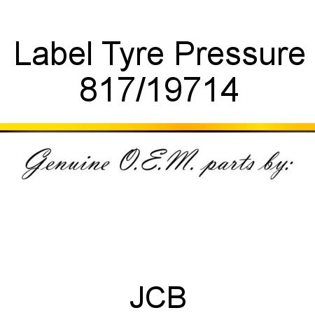 Label, Tyre Pressure 817/19714