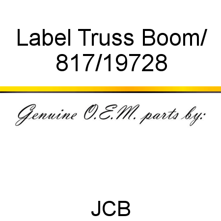 Label, Truss Boom/ 817/19728