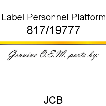 Label, Personnel Platform 817/19777