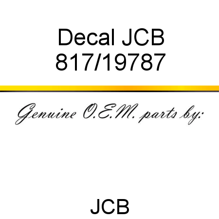 Decal, JCB 817/19787