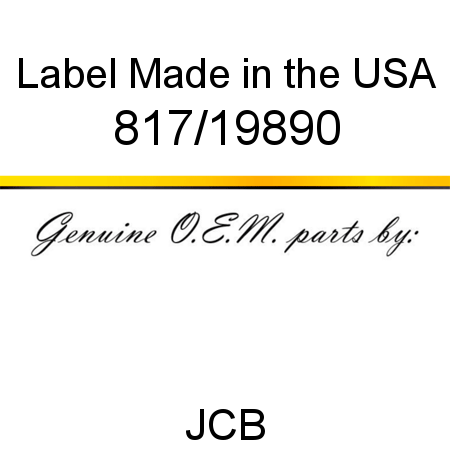 Label, Made in the USA 817/19890