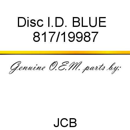 Disc, I.D. BLUE + 817/19987