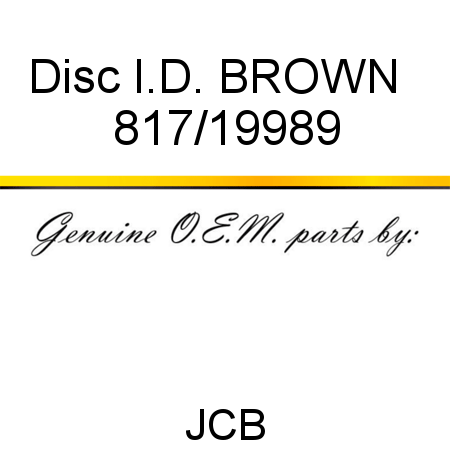Disc, I.D. BROWN + 817/19989