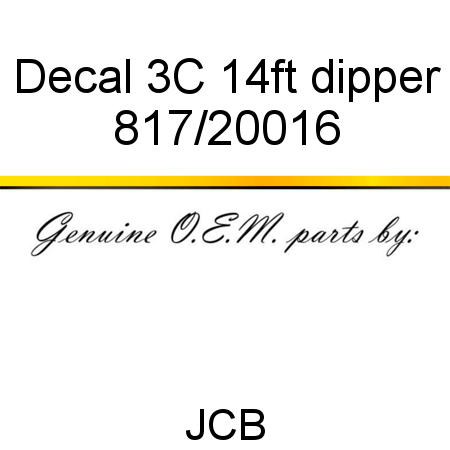 Decal, 3C 14ft, dipper 817/20016