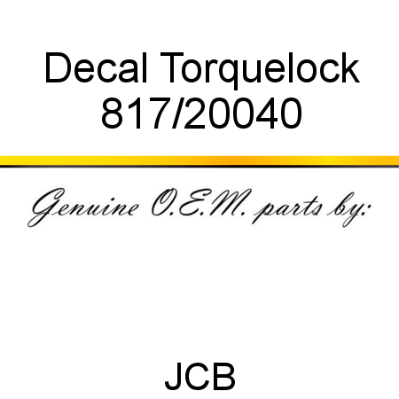 Decal, Torquelock 817/20040