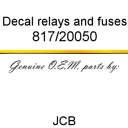 Decal, relays and fuses 817/20050