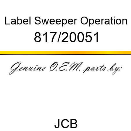 Label, Sweeper Operation 817/20051