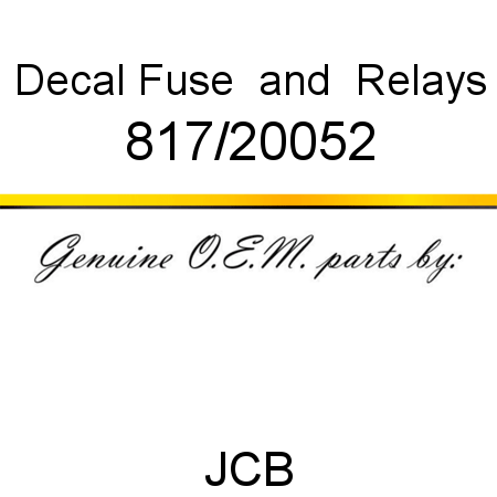 Decal, Fuse & Relays 817/20052