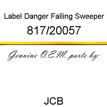 Label, Danger, Falling Sweeper 817/20057