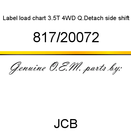 Label, load chart 3.5T 4WD, Q.Detach side shift 817/20072