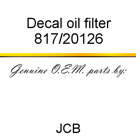 Decal, oil filter 817/20126