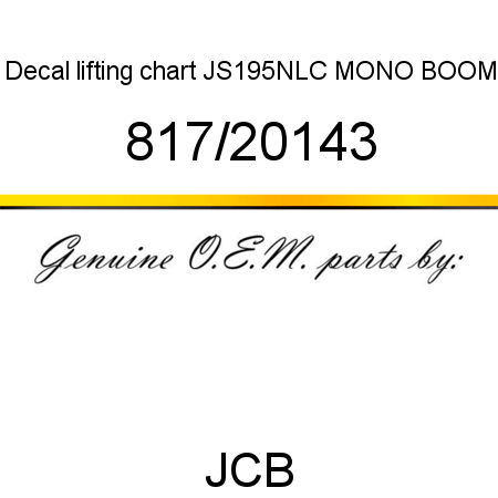 Decal, lifting chart, JS195NLC MONO BOOM 817/20143