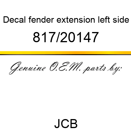 Decal, fender extension, left side 817/20147