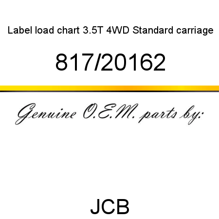 Label, load chart 3.5T 4WD, Standard carriage 817/20162