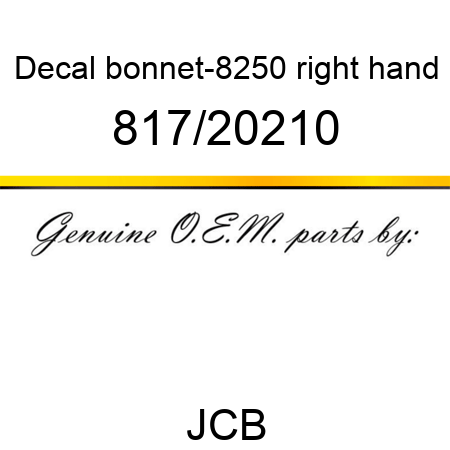 Decal, bonnet-8250, right hand 817/20210