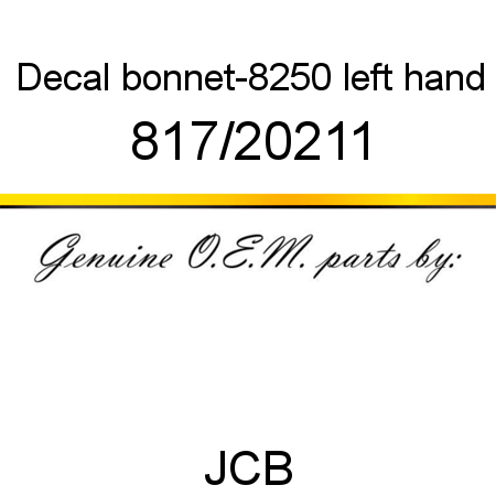 Decal, bonnet-8250, left hand 817/20211