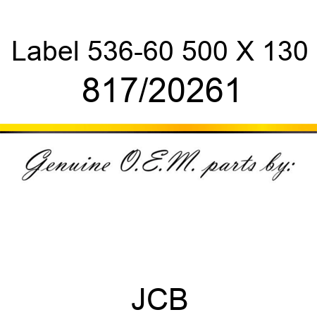 Label, 536-60, 500 X 130 817/20261