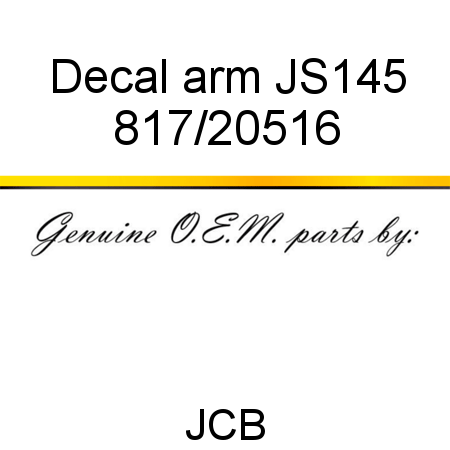 Decal, arm, JS145 817/20516