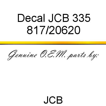 Decal, JCB 335 817/20620