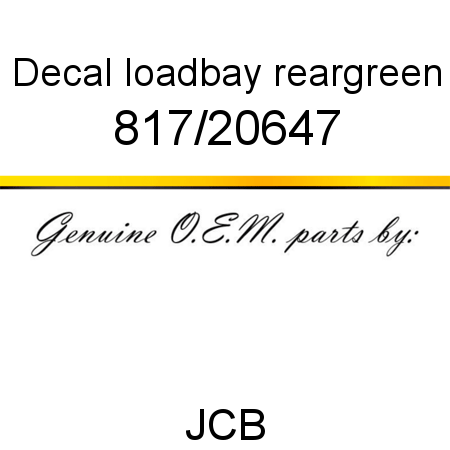 Decal, loadbay rear,green 817/20647