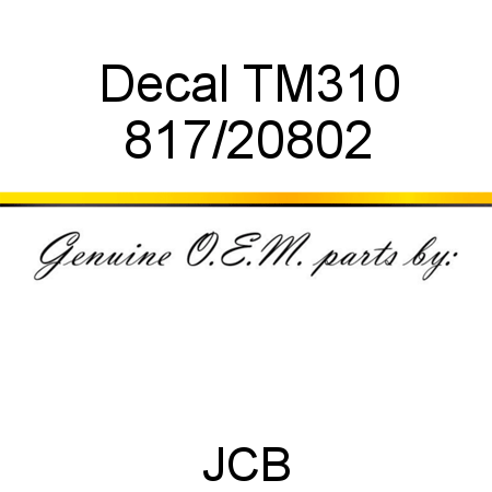 Decal, TM310 817/20802