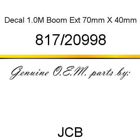 Decal, 1.0M Boom Ext, 70mm X 40mm 817/20998