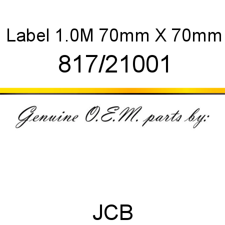 Label, 1.0M, 70mm X 70mm 817/21001